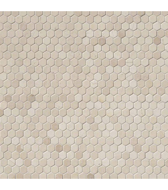 Crema Marfil 1" Hexagon Tumbled in 12x12 Mesh